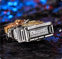 Double Armor Zippo Set - Dynamic Mecha Robot & Fidget Spinner - Luminous Sci-Fi Art Lighter