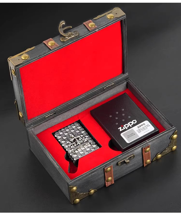 Zippo Armor Cross Flower - Double Armor Custom Set | Heavy Metal Gothic Design