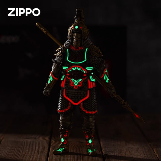 Luminous General Figure Armor & Zippo Lighter, 369g Heavy, Chinese Warrior Art