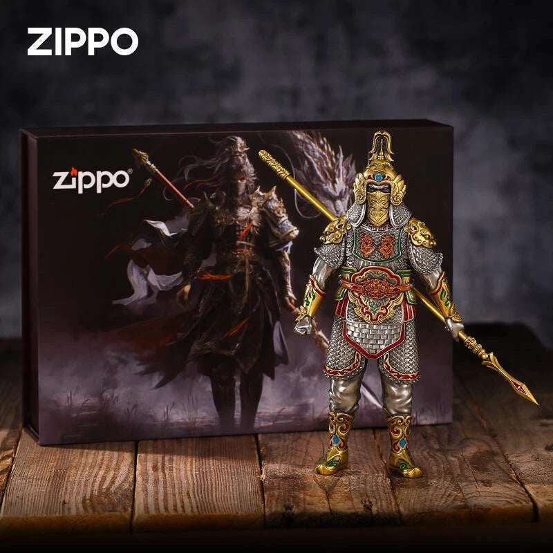 Luminous General Figure Armor & Zippo Lighter, 369g Heavy, Chinese Warrior Art