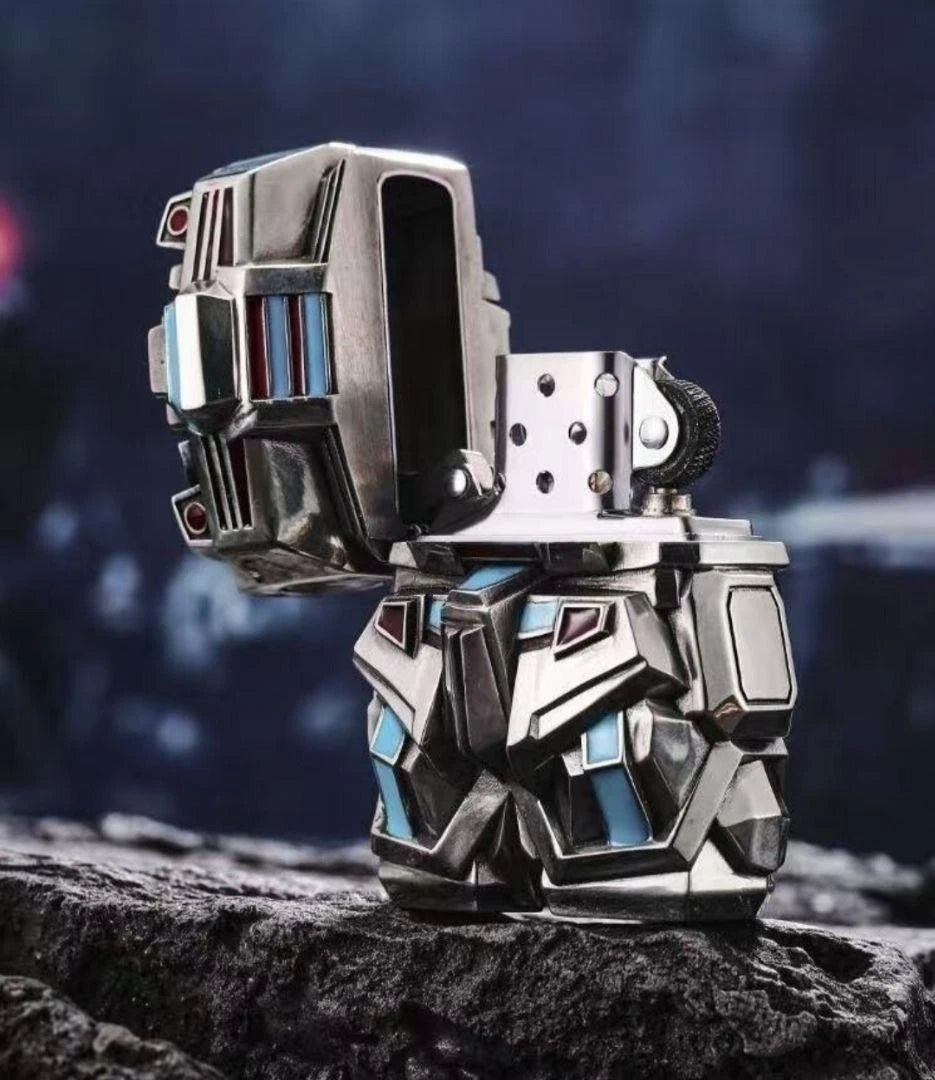Gundam Style Mecha Robot Luminous Zippo Double Armor Lighter Statue Art Gift