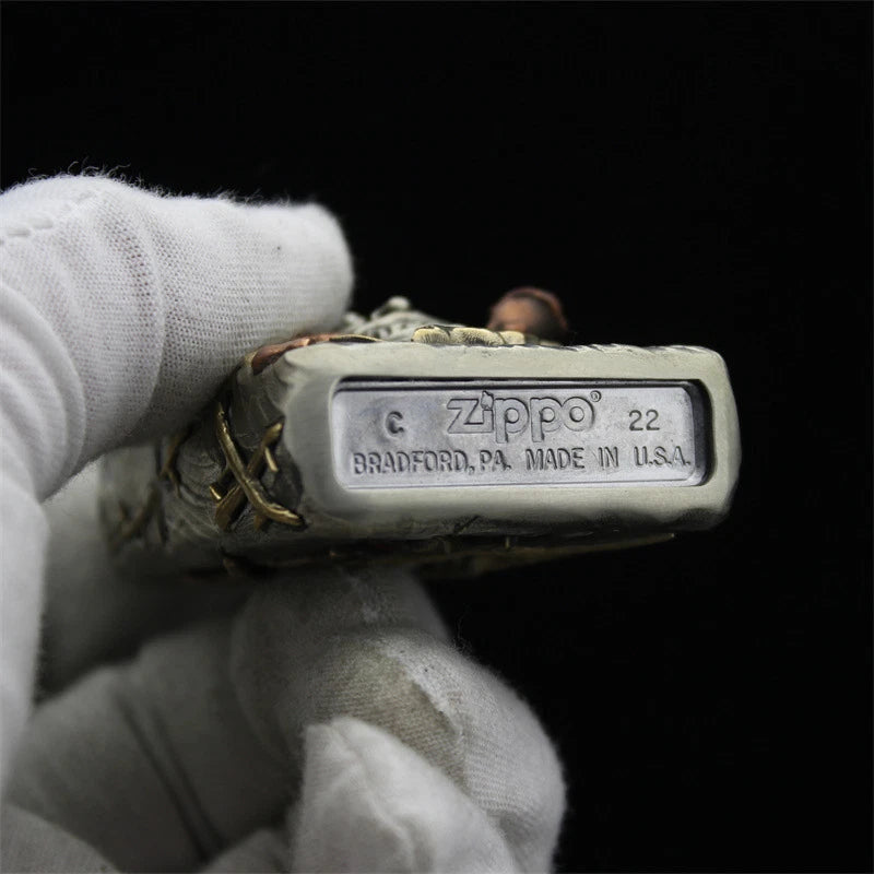 Double Armor Zippo Set - Luminous Joker "Why So Serious?" - Glow-in-the-Dark Custom Art Lighter