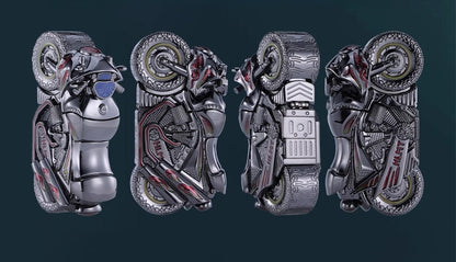 Zippo Lighter Cyberpunk Motorcycle Luminous Double Armor Brass Sci-Fi Gift NEW