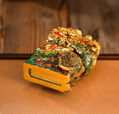 Zippo Lighter Set with Luminous 3D Guan Yu Art Armor Case | Glow-in-the-Dark | Collector’s Edition