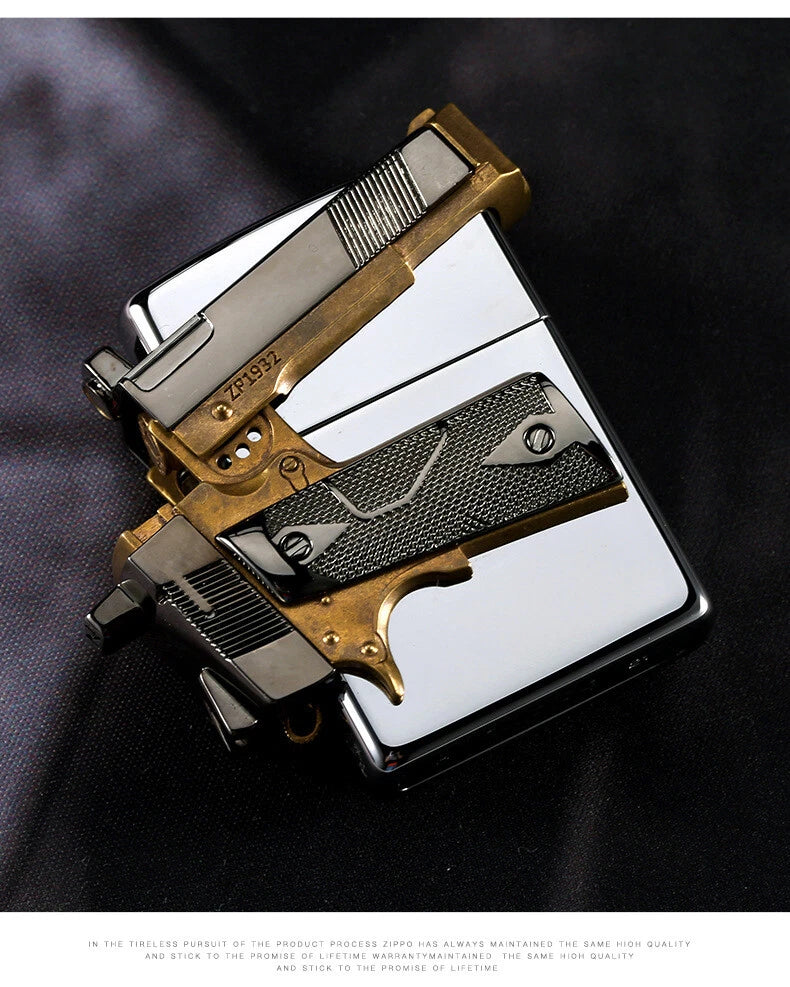 ZIPPO Gun Design Oil Lighter – Heavy Metal Custom Model | New