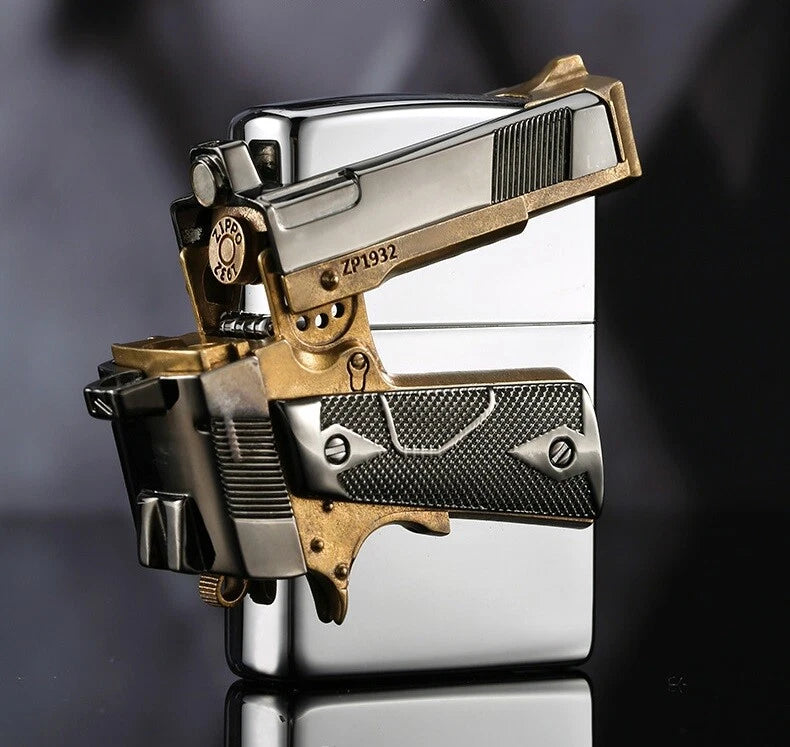ZIPPO Gun Design Oil Lighter – Heavy Metal Custom Model | New