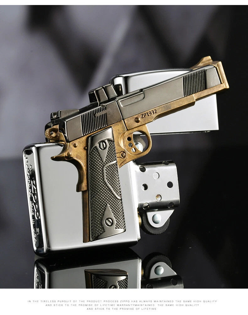 ZIPPO Gun Design Oil Lighter – Heavy Metal Custom Model | New