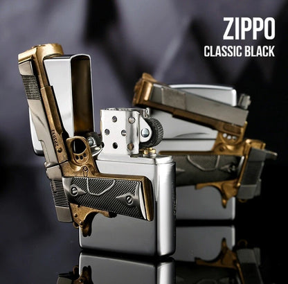ZIPPO Gun Design Oil Lighter – Heavy Metal Custom Model | New