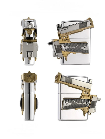 ZIPPO Gun Design Oil Lighter – Heavy Metal Custom Model | New